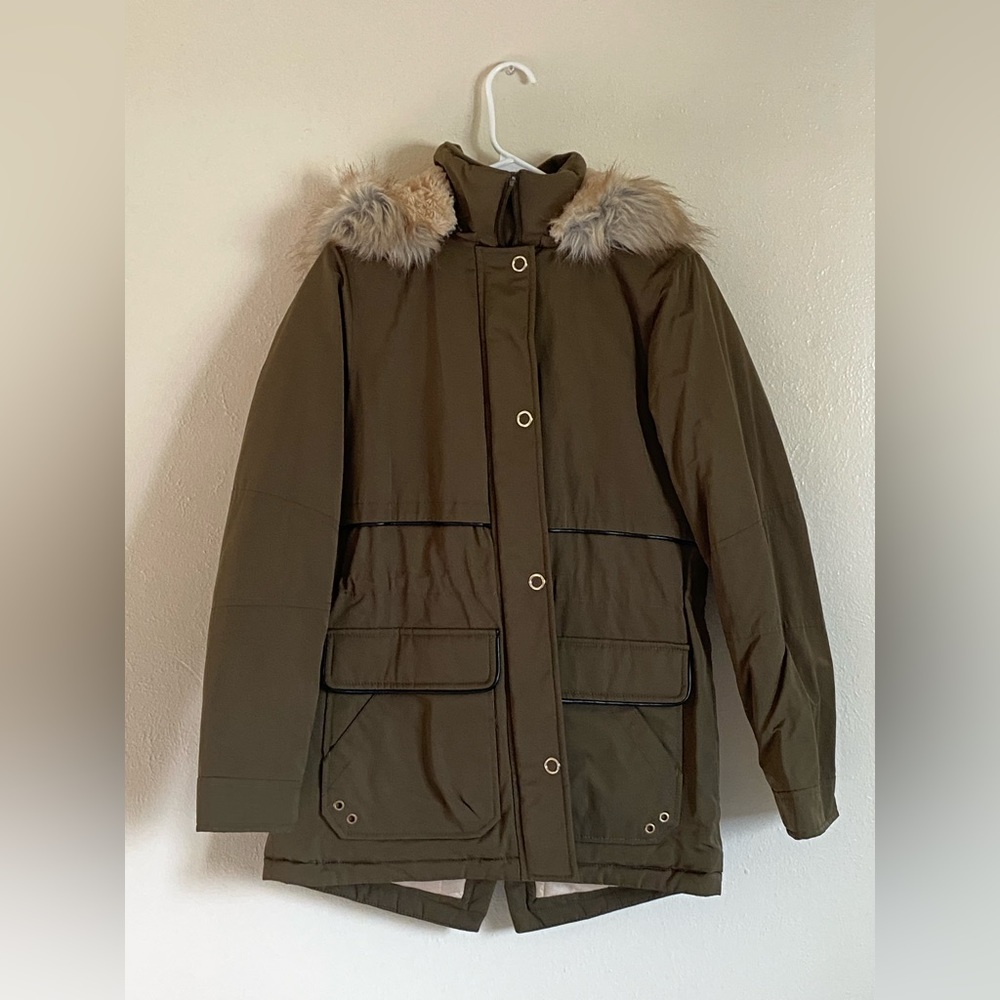 Faux fur lined winter coat